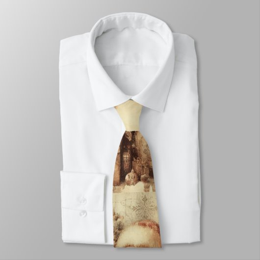 Santa Artwork. Sepia toned art Stropdas (Gebonden)