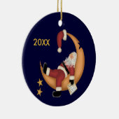 Santa Asleep op de Maan Keepsake Ornament (Rechts)
