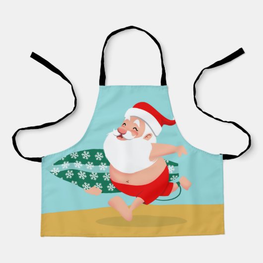 Santa at beach cartoon schort (Voorkant)