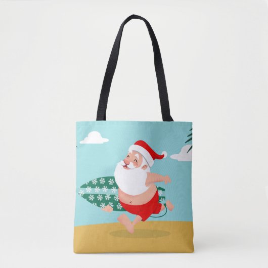Santa at beach cartoon tote bag (Voorkant)