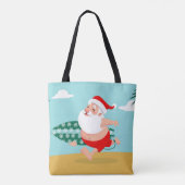 Santa at beach cartoon tote bag (Achterkant)
