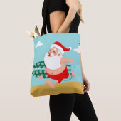 Santa at beach cartoon tote bag (Dichtbij)