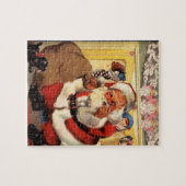 Santa at Chimney met Puppy , Retro Legpuzzel (Horizontaal)