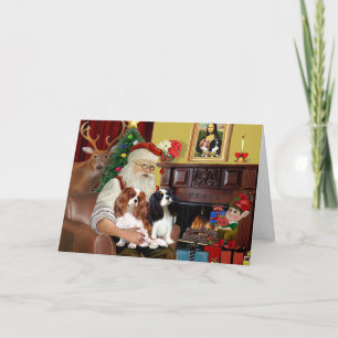 Santa At Home Cavalier King Charles (twee) Feestdagen Kaart