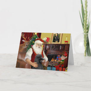 Santa At Home - Poodle (standaard zwart) Feestdagen Kaart