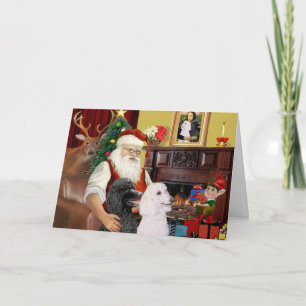 Santa At Home - Poodles (2 standaard) Feestdagen Kaart