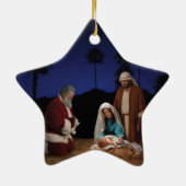 Santa at Nativiteitssterversiering Keramisch Ornament (Achterkant)