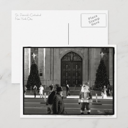 Santa at St. Patrick's Cathedral Postcard Feestdagenkaart (Voorkant / Achterkant)