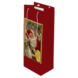 Santa at the Window with Toys Wine Gift Bag Wijn Cadeautas