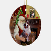 Santa - Aussie Shepherd 1 Keramisch Ornament (Rechts)