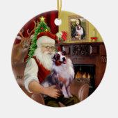 Santa - Aussie Shepherd 1 Keramisch Ornament (Voorkant)