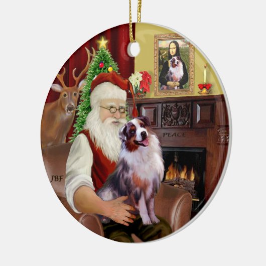 Santa - Aussie Shepherd 1 Keramisch Ornament (Links)
