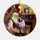 Santa - Aussie Shepherd 1 Keramisch Ornament (Achterkant)