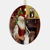 Santa-Aussie Shepherd (Tri 2) Keramisch Ornament (Rechts)