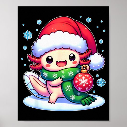 Santa Axolotl Funny Cute Xmas Funny Christmas Poster (Voorkant)