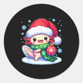 Santa Axolotl Funny Cute Xmas Funny Christmas  Ronde Sticker (Voorkant)