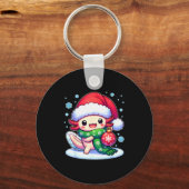 Santa Axolotl Funny Cute Xmas Funny Christmas  Sleutelhanger (Voorkant)