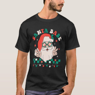 Santa Babe Happy Holiday Groovy Retro Kerstmis T-shirt