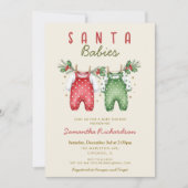 Santa Babies Christmas Twins baby shower Kaart (Voorkant)