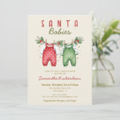 Santa Babies Christmas Twins baby shower Kaart (Staand voorkant)