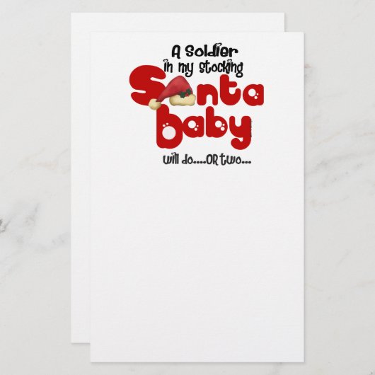 SANTA BABY a Soldier zal dat doen Briefpapier (Voorkant / Achterkant)