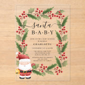Santa Baby Acryl Baby shower Uitnodiging (Voorkant)