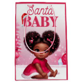 Santa Baby Afro Puff Baby Meisje Kerstmis Medium Cadeauzakje (Voorkant)