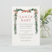 Santa Baby All in One Bow Christmas Baby Shower Kaart (Staand voorkant)