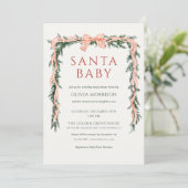 Santa Baby All in One Bow Winter Baby Shower Kaart (Staand voorkant)