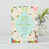 Santa Baby Atomic Mid Century Modern Baby shower Kaart (Staand voorkant)