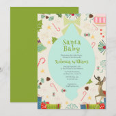 Santa Baby Atomic Mid Century Modern Baby shower Kaart (Voorkant / Achterkant)