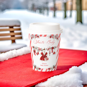 Santa Baby Baby Kleding Meisje Baby shower Papieren Bekers