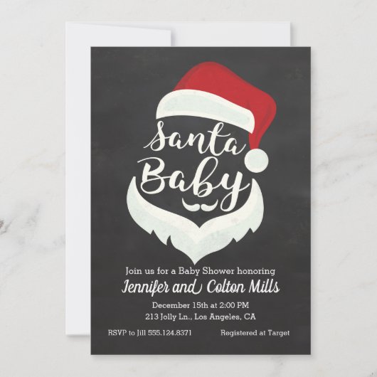 Santa Baby - Baby shower Chalkboard Uitnodiging (Voorkant)