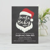 Santa Baby - Baby shower Chalkboard Uitnodiging (Staand voorkant)