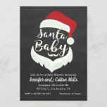 Santa Baby - Baby shower Chalkboard-uitnodiging Kaart<br><div class="desc">Viel een heel speciale dag met deze schattige uitnodiging van het Baby shower van Santa. Met een moderne zwarte achtergrond met kersthoed en baard.</div>