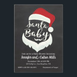 Santa Baby - Baby shower Chalkboard-uitnodiging Kaart<br><div class="desc">Viel een heel speciale dag met deze schattige uitnodiging van het Baby shower van Santa. Met een moderne zwarte achtergrond met kersthoed en baard.</div>