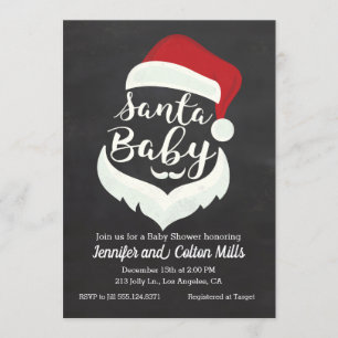 Santa Baby - Baby shower Chalkboard-uitnodiging Kaart