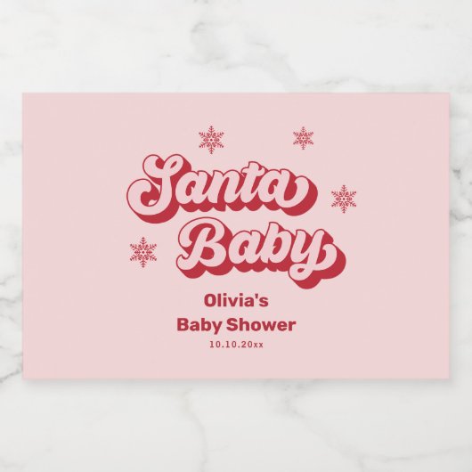 Santa Baby Baby shower Champagne Sparkling Wijnetiket (Enkel label)