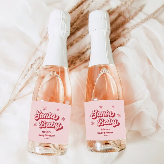 Santa Baby Baby shower Champagne Sparkling Wijnetiket