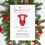 Santa Baby Baby shower Christmas Modern Eenvoudig Kaart<br><div class="desc">Vier de komende komst van een beetje vakantievreugde met onze "Santa Baby" Baby shower Invitation! Met een minimalistisch ontwerp met een charmante afbeelding van een baby-bodysuit en delicate vakantiedetails, is deze uitnodiging ideaal voor een baby shower met een winterthema. Ontworpen om zowel modern als elegant te zijn, zet het de...</div>