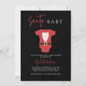 Santa Baby Baby shower Christmas Modern Zwart Rood Kaart (Voorkant)