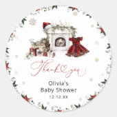 Santa Baby Baby shower Dank u Ronde Sticker (Voorkant)