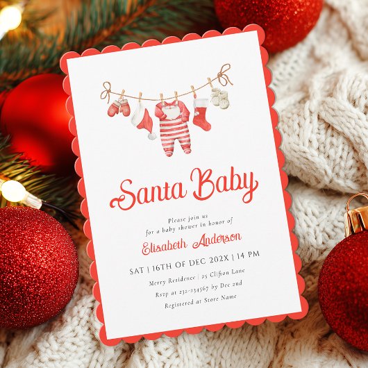 Santa Baby Baby Shower Invitation Kaart