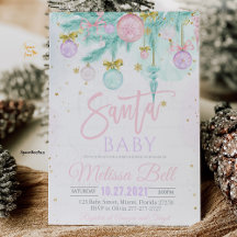 Santa Baby Baby shower Invitation, Winter Santa Sa