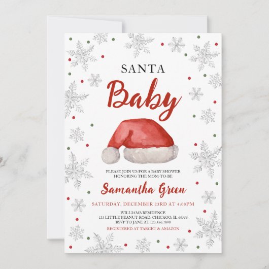 Santa Baby Baby shower Kaart (Voorkant)