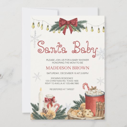 Santa Baby Baby shower Kaart (Voorkant)