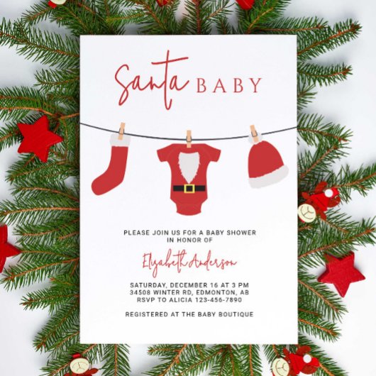Santa Baby Baby shower Kerstkleding Kaart