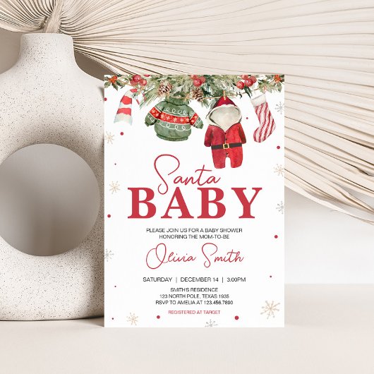 Santa Baby Baby shower voor kerstkleding Kaart