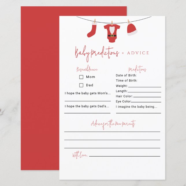 Santa Baby Baby shower Voorspellingen & Advies (Voorkant / Achterkant)