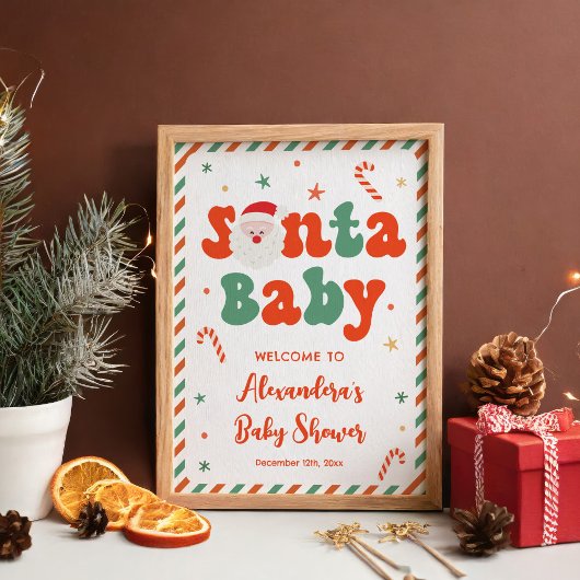 Santa Baby Baby shower Welkom Poster
